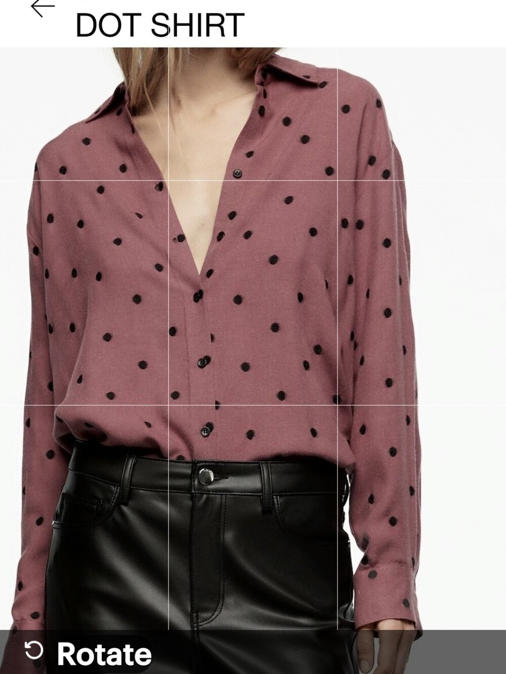 Zara Mauve Button-Front Polka Dot Shirt